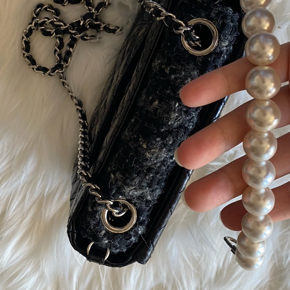 🌟 rare 🌟 Chanel vintage calfskin & tweed crossbody bag - Picture 15 of 17